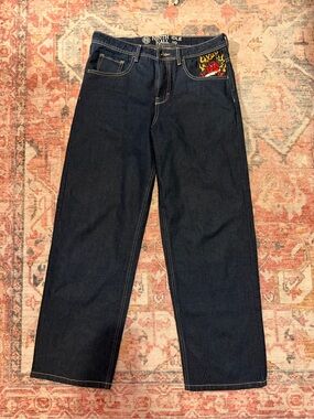 Ninth Hall Dark Blue Jeans with Embroidered Pockets